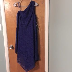 NWT Adrianna Papell navy lace midi dress